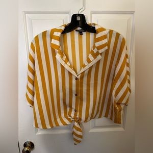Topshop Yellow and White Striped Blouse